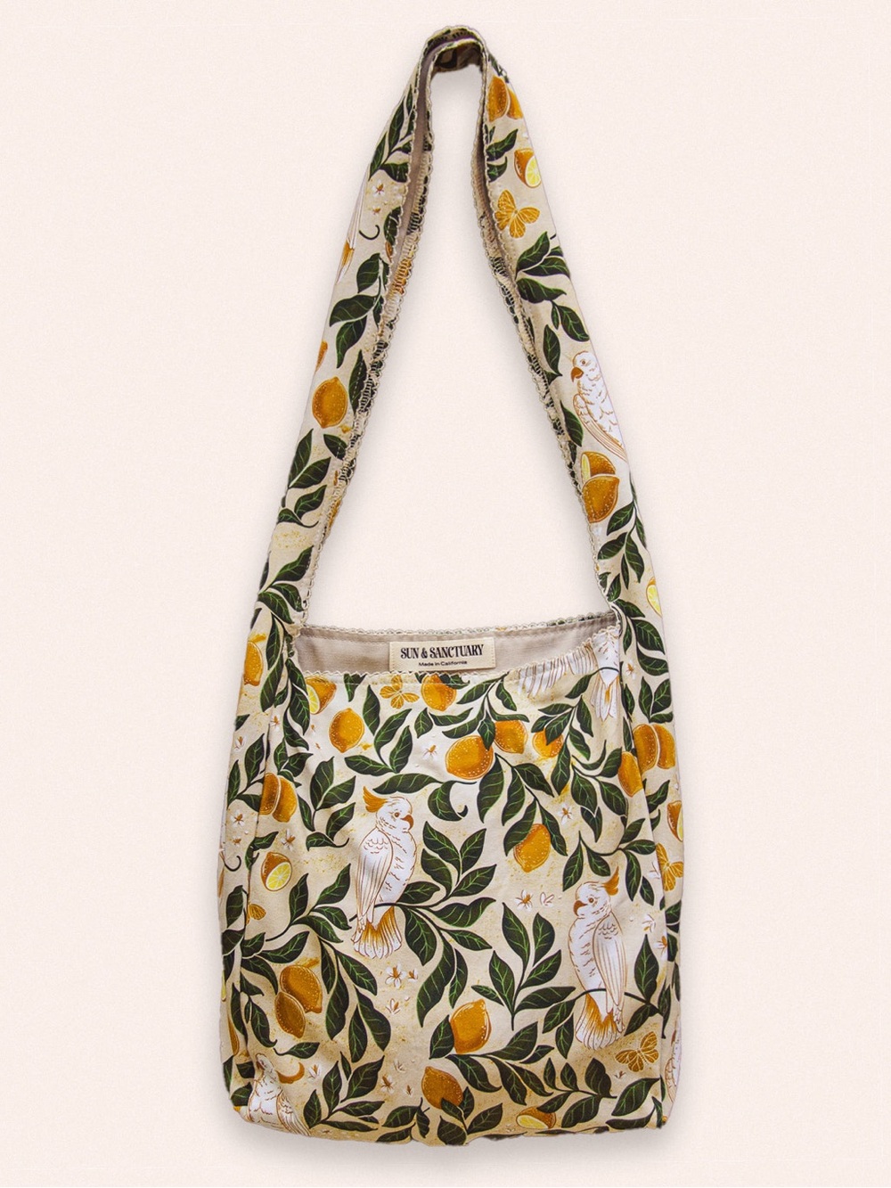 Botanical Lemon Citrus Shoulder Bag Boho Print